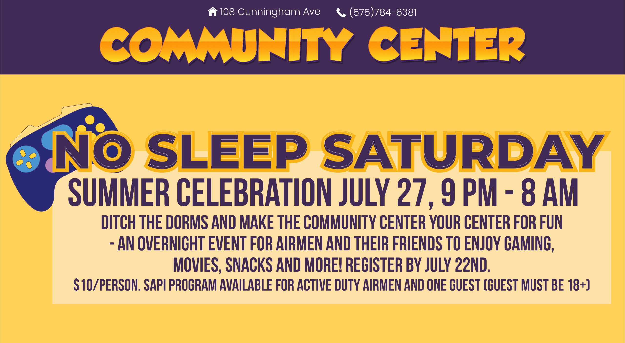 No Sleep Saturday – Community Center